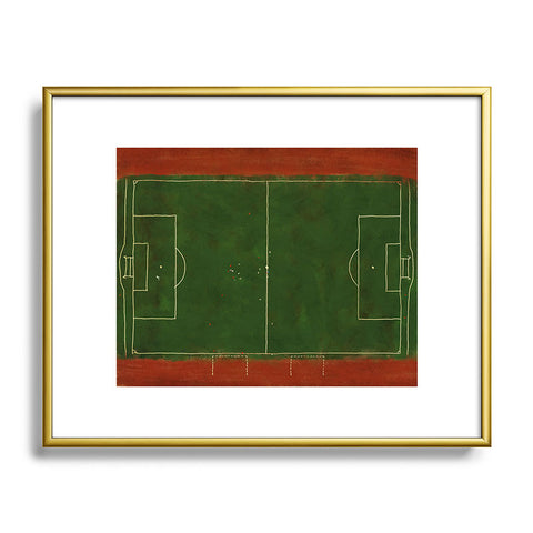 Society6 Design Studio Soccer Field Aerial Painting Metal Framed Art Print