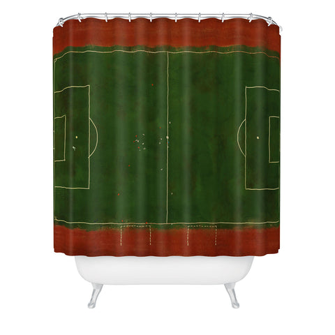 Society6 Design Studio Soccer Field Aerial Painting Shower Curtain