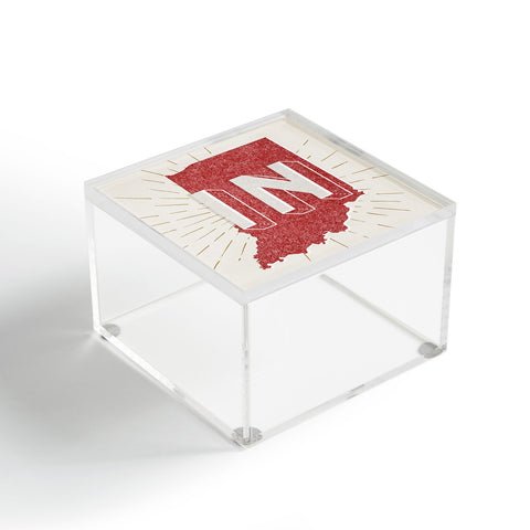 Society6 Design Studio state abbreviation prints in crimson cream Acrylic Box