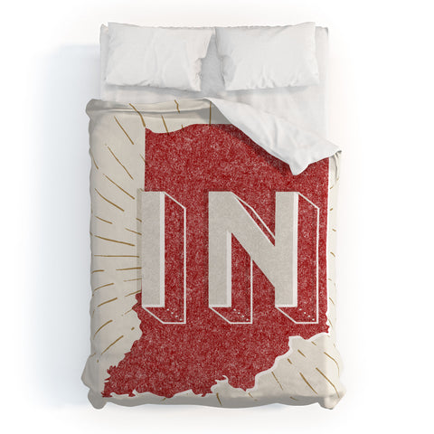 Society6 Design Studio state abbreviation prints in crimson cream Duvet Cover