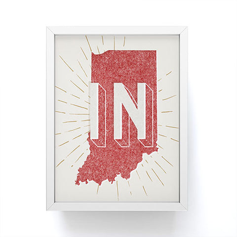Society6 Design Studio state abbreviation prints in crimson cream Framed Mini Art Print
