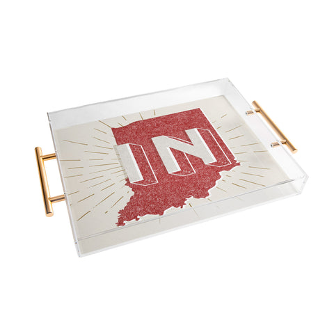 Society6 Design Studio state abbreviation prints in crimson cream Acrylic Tray