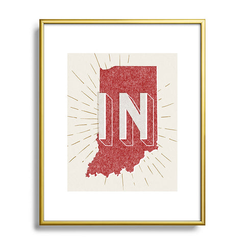 Society6 Design Studio state abbreviation prints in crimson cream Metal Framed Art Print