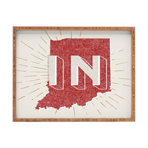 Society6 Design Studio state abbreviation prints in crimson cream Rectangular Tray
