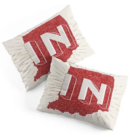 Society6 Design Studio state abbreviation prints in crimson cream Pillow Shams