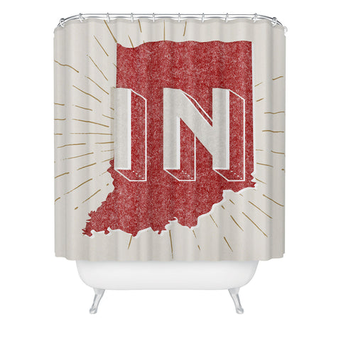 Society6 Design Studio state abbreviation prints in crimson cream Shower Curtain