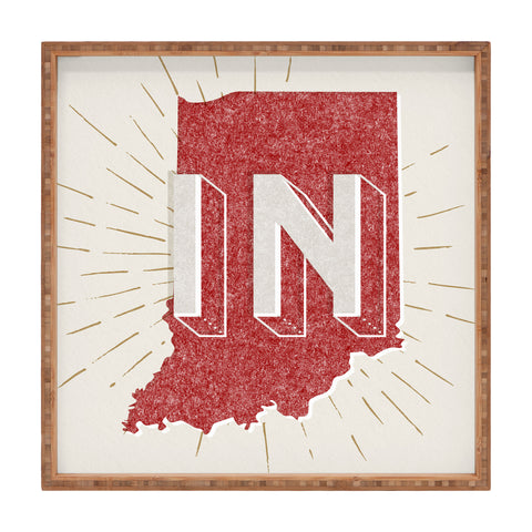 Society6 Design Studio state abbreviation prints in crimson cream Square Tray