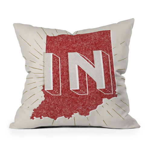Society6 Design Studio state abbreviation prints in crimson cream Outdoor Throw Pillow