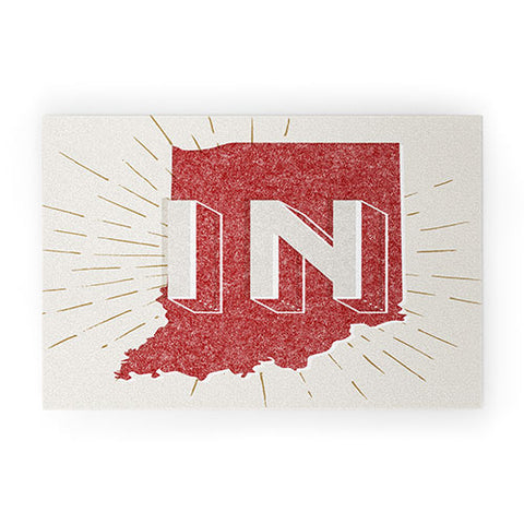 Society6 Design Studio state abbreviation prints in crimson cream Welcome Mat