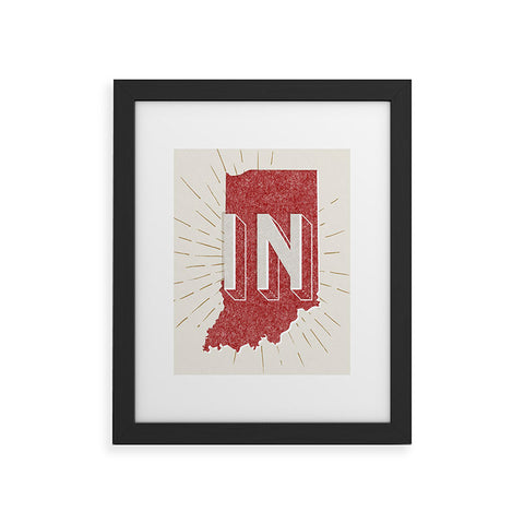 Society6 Design Studio state abbreviation prints in crimson cream Framed Art Print