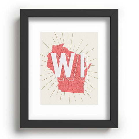 Society6 Design Studio State Abbreviation Prints WI Red Wht Recessed Framing Rectangle