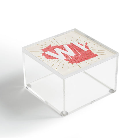 Society6 Design Studio State Abbreviation Prints WI Red Wht Acrylic Box