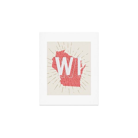 Society6 Design Studio State Abbreviation Prints WI Red Wht Art Print