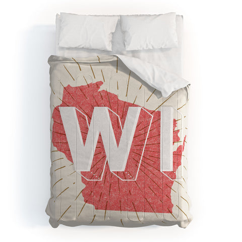 Society6 Design Studio State Abbreviation Prints WI Red Wht Comforter