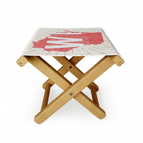 Society6 Design Studio State Abbreviation Prints WI Red Wht Folding Stool