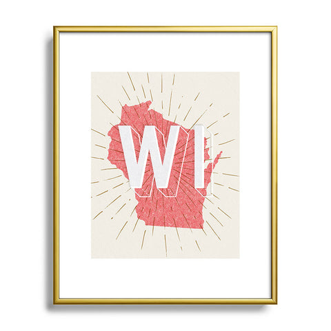 Society6 Design Studio State Abbreviation Prints WI Red Wht Metal Framed Art Print