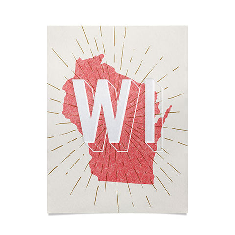 Society6 Design Studio State Abbreviation Prints WI Red Wht Poster