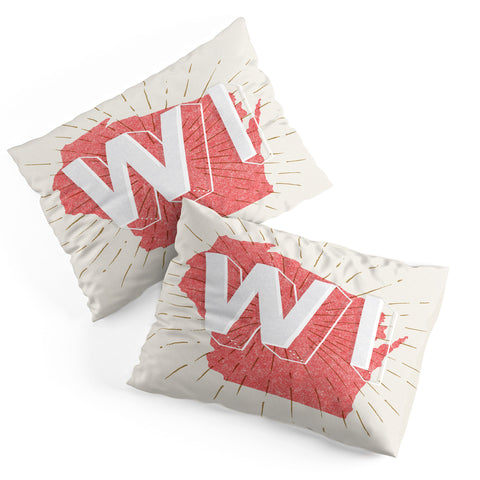 Society6 Design Studio State Abbreviation Prints WI Red Wht Pillow Shams