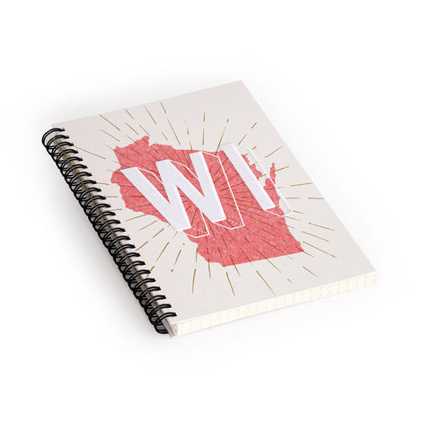 Society6 Design Studio State Abbreviation Prints WI Red Wht Spiral Notebook