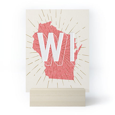 Society6 Design Studio State Abbreviation Prints WI Red Wht Mini Art Print