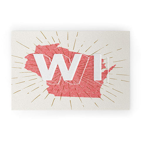 Society6 Design Studio State Abbreviation Prints WI Red Wht Welcome Mat