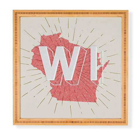 Society6 Design Studio State Abbreviation Prints WI Red Wht Framed Wall Art