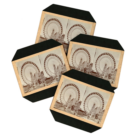Society6 Design Studio Stereograph Ferris Wheel in Chicago between Fairs 1896 Coaster Set