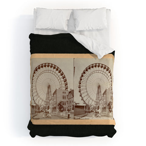 Society6 Design Studio Stereograph Ferris Wheel in Chicago between Fairs 1896 Duvet Cover