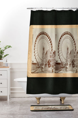 Society6 Design Studio Stereograph Ferris Wheel in Chicago between Fairs 1896 Shower Curtain And Mat