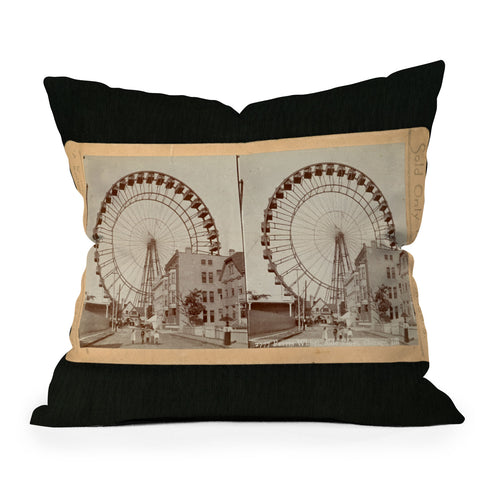Society6 Design Studio Stereograph Ferris Wheel in Chicago between Fairs 1896 Outdoor Throw Pillow