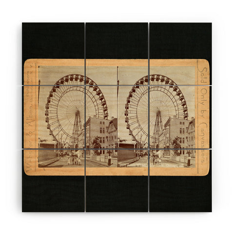 Society6 Design Studio Stereograph Ferris Wheel in Chicago between Fairs 1896 Wood Wall Mural