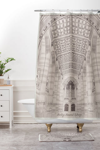 Society6 Design Studio Sterling Memorial Library Shower Curtain And Mat