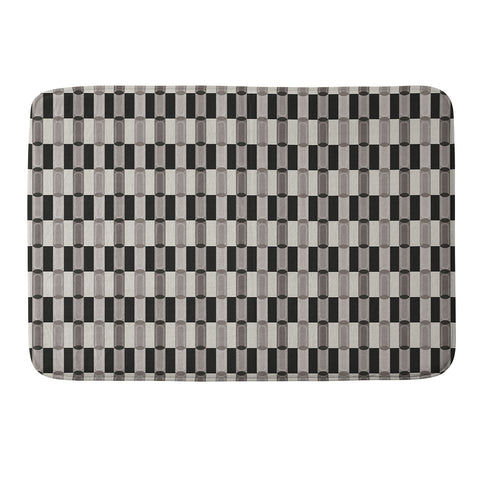 Society6 Design Studio Stripe Block Black White Memory Foam Bath Mat