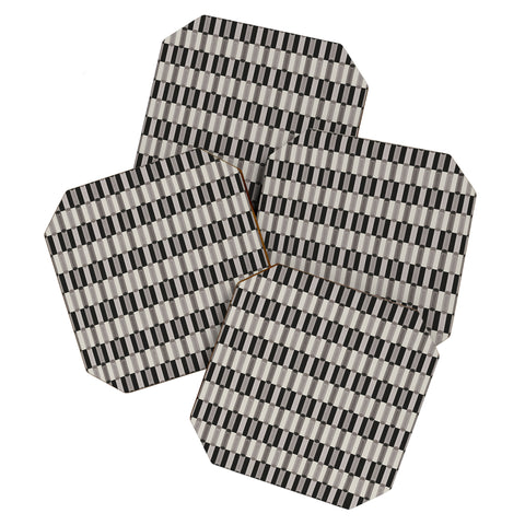 Society6 Design Studio Stripe Block Black White Coaster Set