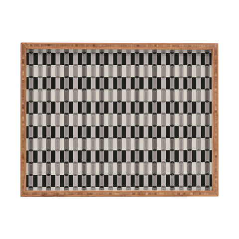 Society6 Design Studio Stripe Block Black White Rectangular Tray