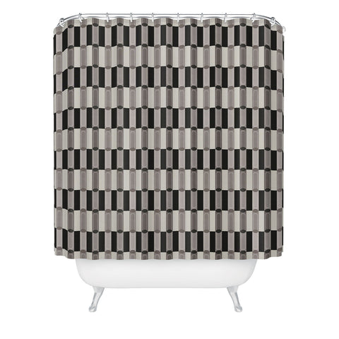 Society6 Design Studio Stripe Block Black White Shower Curtain