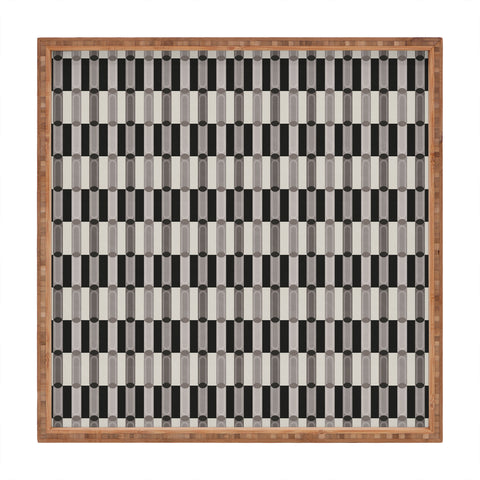 Society6 Design Studio Stripe Block Black White Square Tray