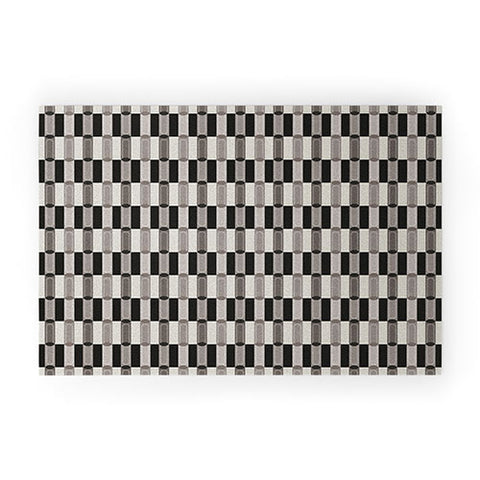 Society6 Design Studio Stripe Block Black White Welcome Mat