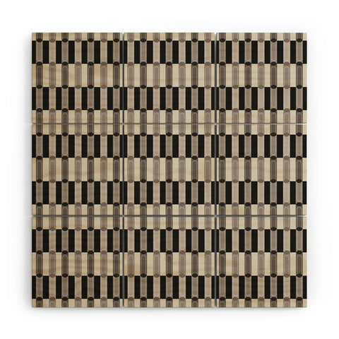 Society6 Design Studio Stripe Block Black White Wood Wall Mural