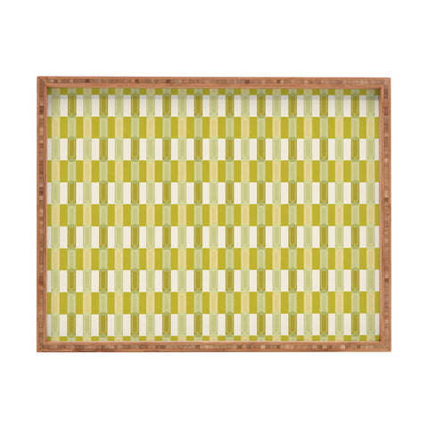 Society6 Design Studio Stripe Block Chartreuse Rectangular Tray