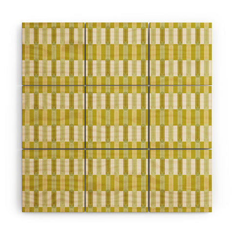 Society6 Design Studio Stripe Block Chartreuse Wood Wall Mural