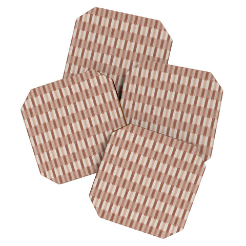 Society6 Design Studio Stripe Block Clay Pink Coaster Set