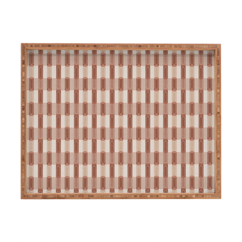 Society6 Design Studio Stripe Block Clay Pink Rectangular Tray
