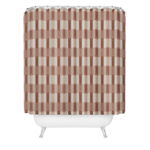 Society6 Design Studio Stripe Block Clay Pink Shower Curtain