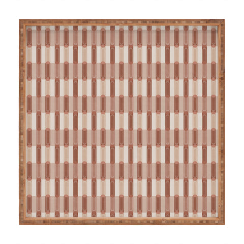 Society6 Design Studio Stripe Block Clay Pink Square Tray