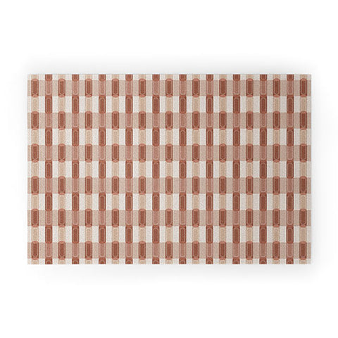 Society6 Design Studio Stripe Block Clay Pink Welcome Mat
