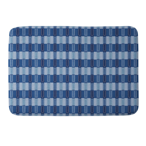 Society6 Design Studio Stripe Block Dazzling Blue Memory Foam Bath Mat