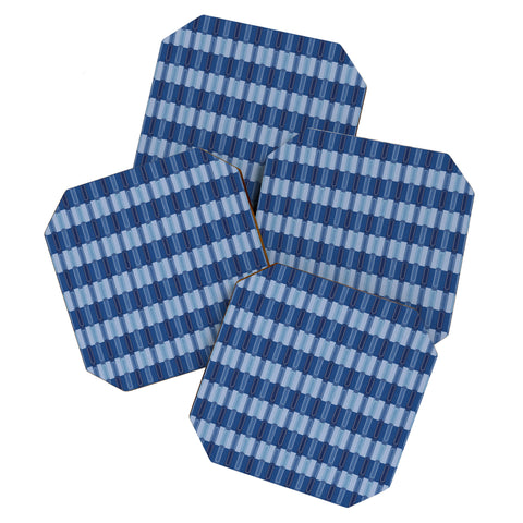 Society6 Design Studio Stripe Block Dazzling Blue Coaster Set