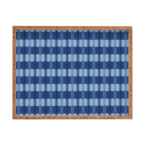 Society6 Design Studio Stripe Block Dazzling Blue Rectangular Tray