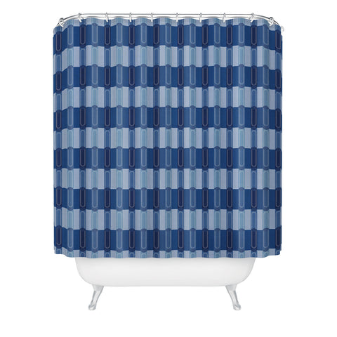 Society6 Design Studio Stripe Block Dazzling Blue Shower Curtain